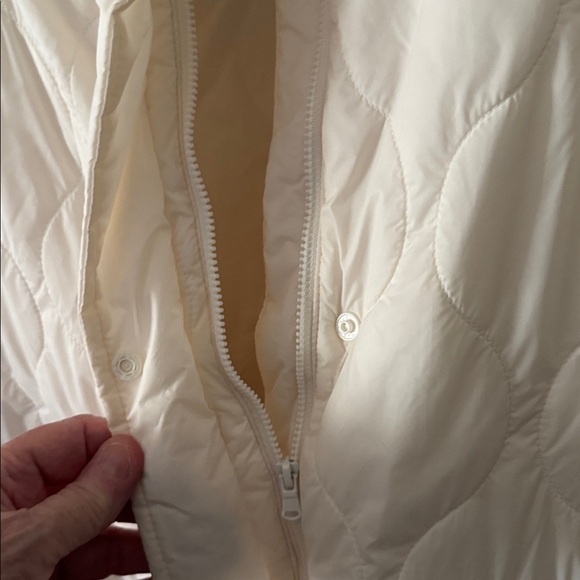Cream Quilted Puffer Women's Jacket NWOT SZ 3X zipper and snaps 2 pockets & tie - Picture 7 of 7
